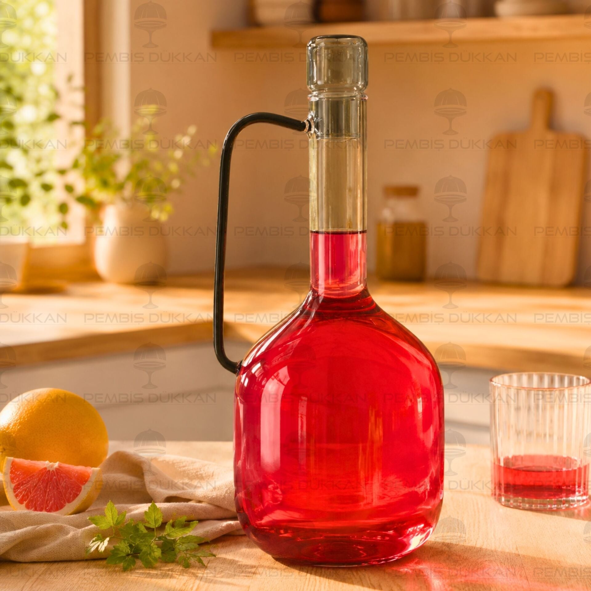 1300ML CAM FÜME KAPAKLI BOROSİLİKAT CAM SÜRAHİ (76989)