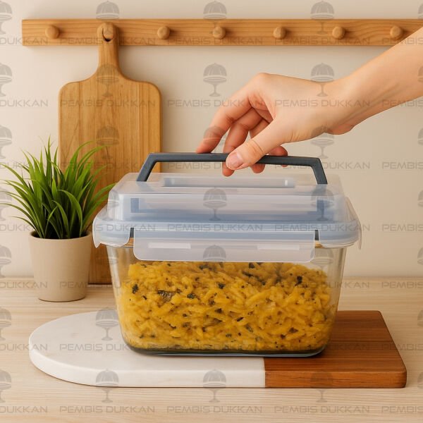 3900ML TAŞIMA KULPLU, KİLİTLİ CAM SAKLAMA KABI (84039)