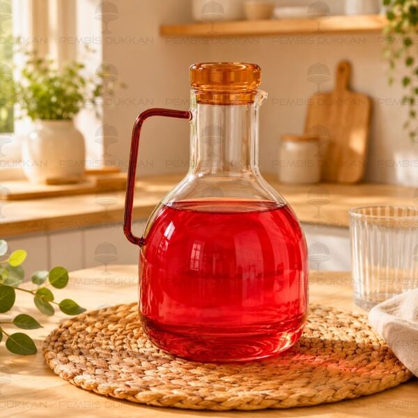 1800ML CAM AMBER KAPAKLI BOROSİLİKAT CAM SÜRAHİ (76982)