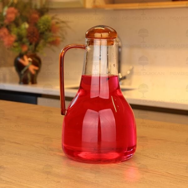 1300ML CAM AMBER KAPAKLI BOROSİLİKAT CAM SÜRAHİ (76986)