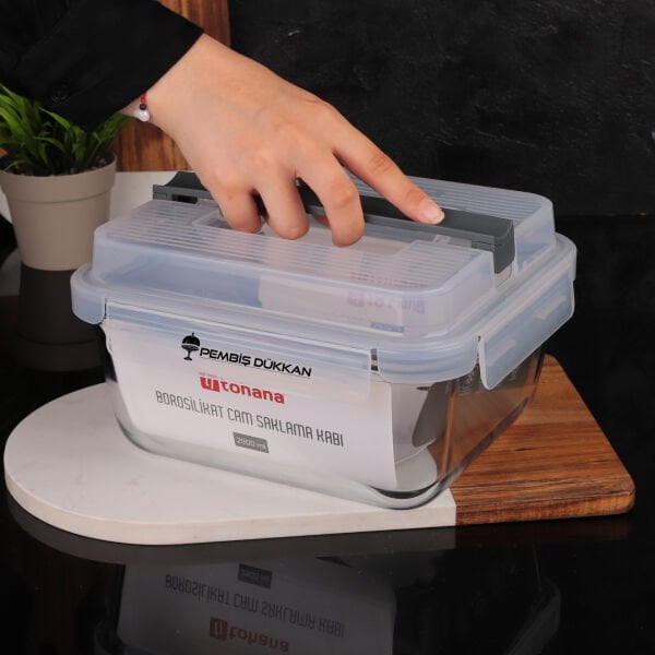 2900ML TAŞIMA KULPLU, KİLİTLİ CAM SAKLAMA KABI (84029)