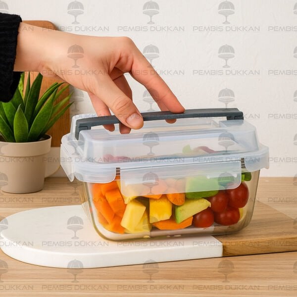 2900ML TAŞIMA KULPLU, KİLİTLİ CAM SAKLAMA KABI (84029)