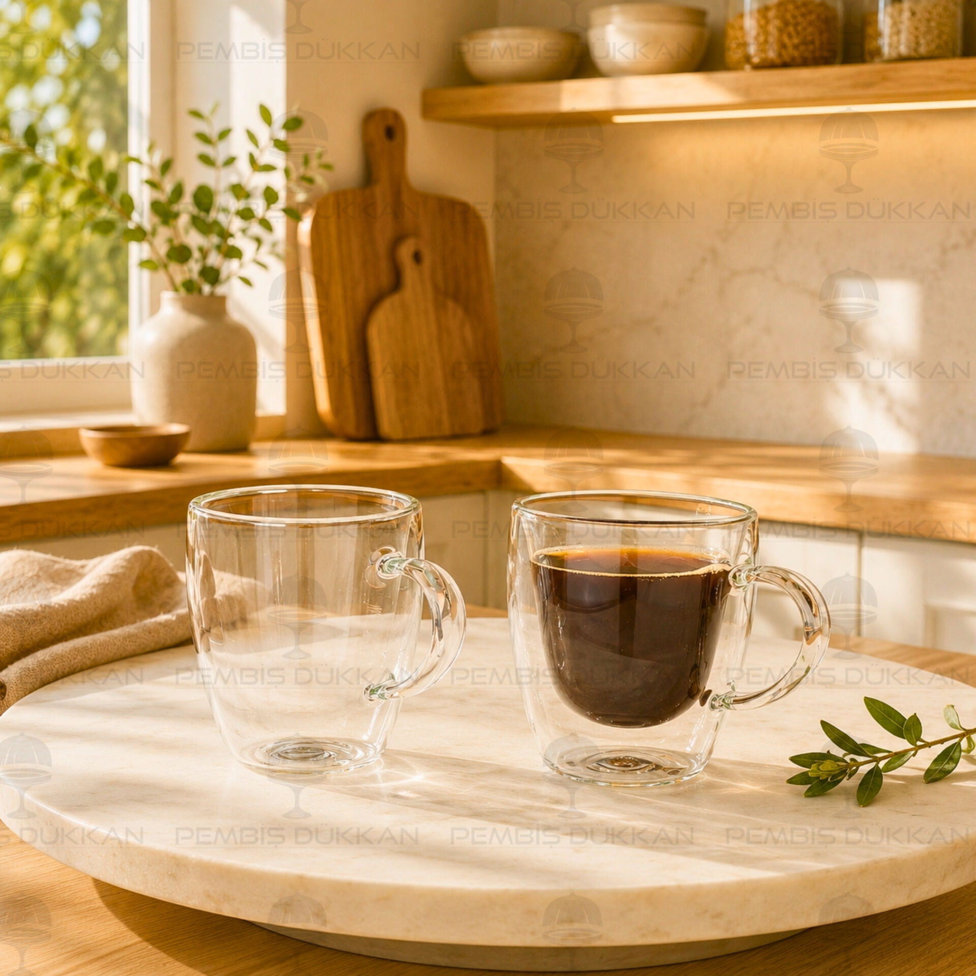 100ml 2li Çift Cidarlı Cam Kupa Seti (81828)