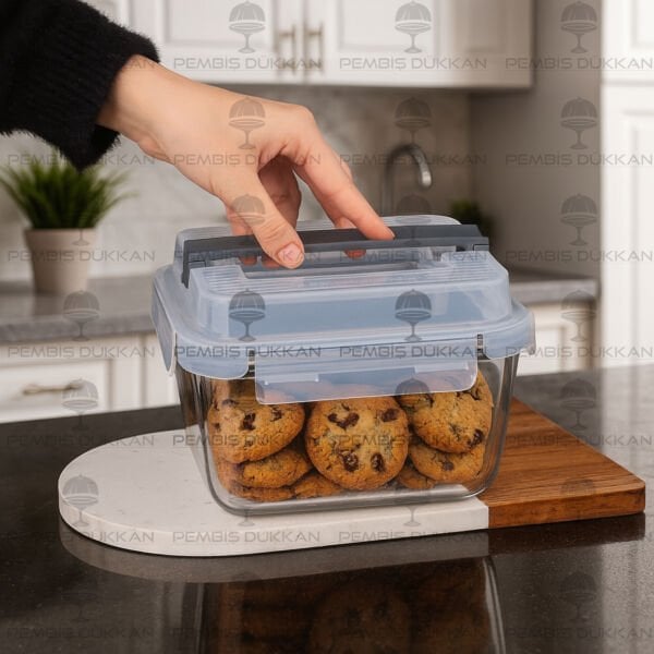 2500ML TAŞIMA KULPLU, KİLİTLİ CAM SAKLAMA KABI (84025)