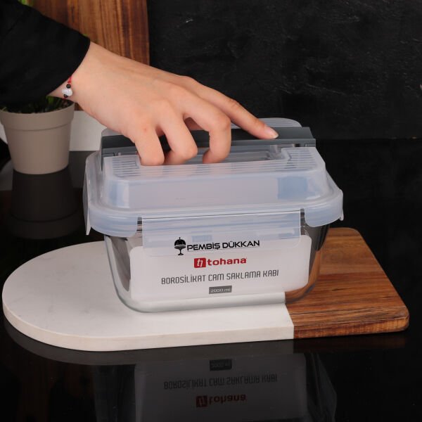 2000ML TAŞIMA KULPLU, KİLİTLİ CAM SAKLAMA KABI (84020)