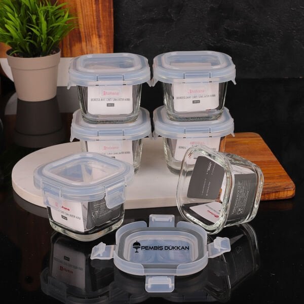 1 ADET THN 200 ML KİLİTLİ KARE CAM SAKLAMA KABI (84200)