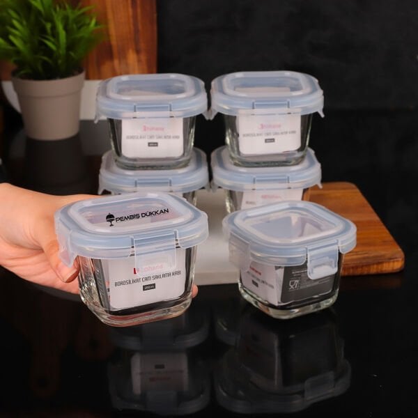 1 ADET THN 200 ML KİLİTLİ KARE CAM SAKLAMA KABI (84200)