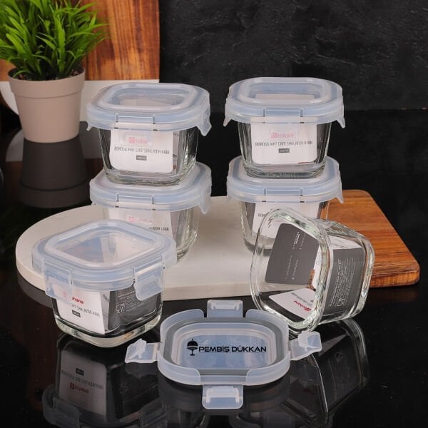 1 ADET THN 200 ML KİLİTLİ KARE CAM SAKLAMA KABI (84200)