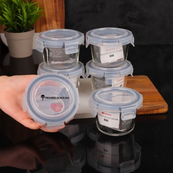 1 ADET THN 200 ML KİLİTLİ YUVARLAK CAM SAKLAMA KABI (84201)