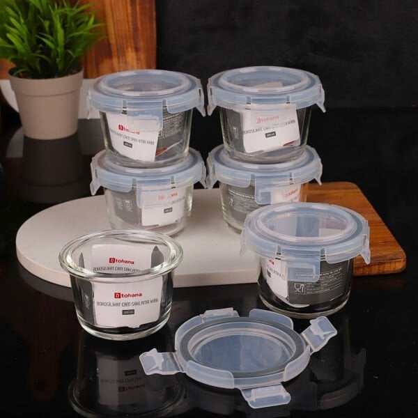 1 ADET THN 200 ML KİLİTLİ YUVARLAK CAM SAKLAMA KABI (84201)