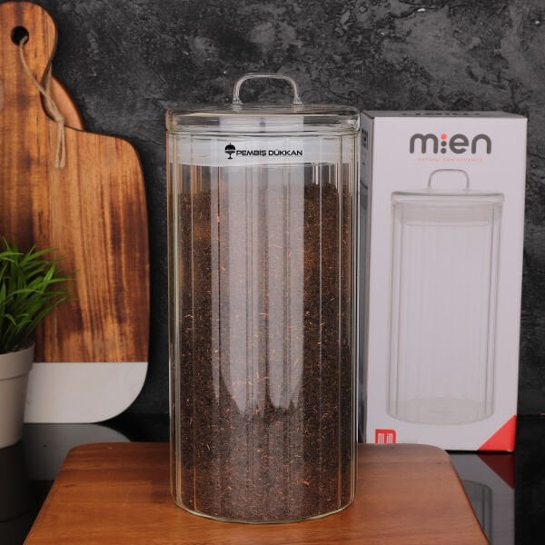1 ADET 1700 ML LİNE ÇİZGİLİ CAM KAPAKLI KAVANOZ (HJ-172)