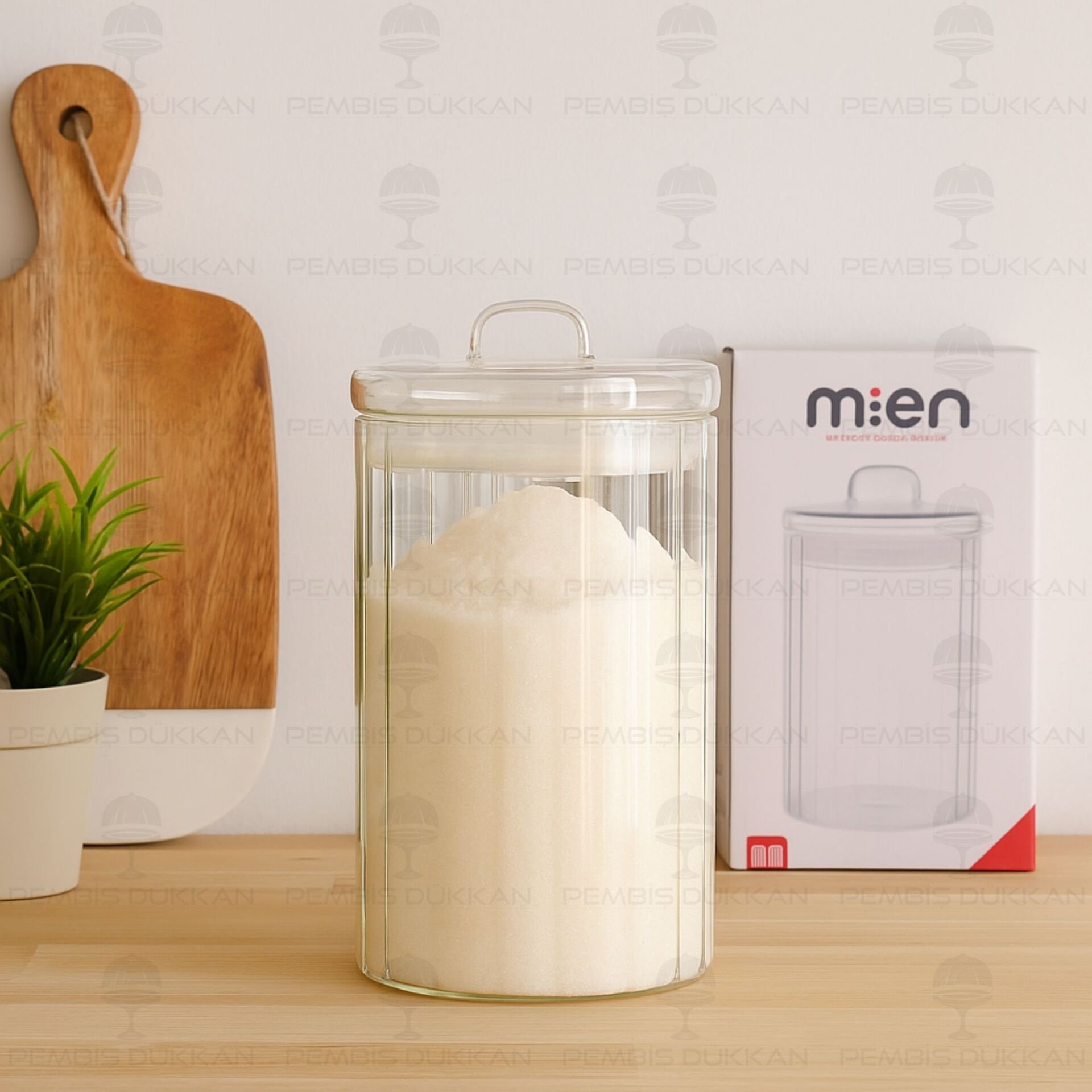 OLİD 1400ML CAM KAPAKLI, ÇİZGİLİ KAVANOZ (HJ171)