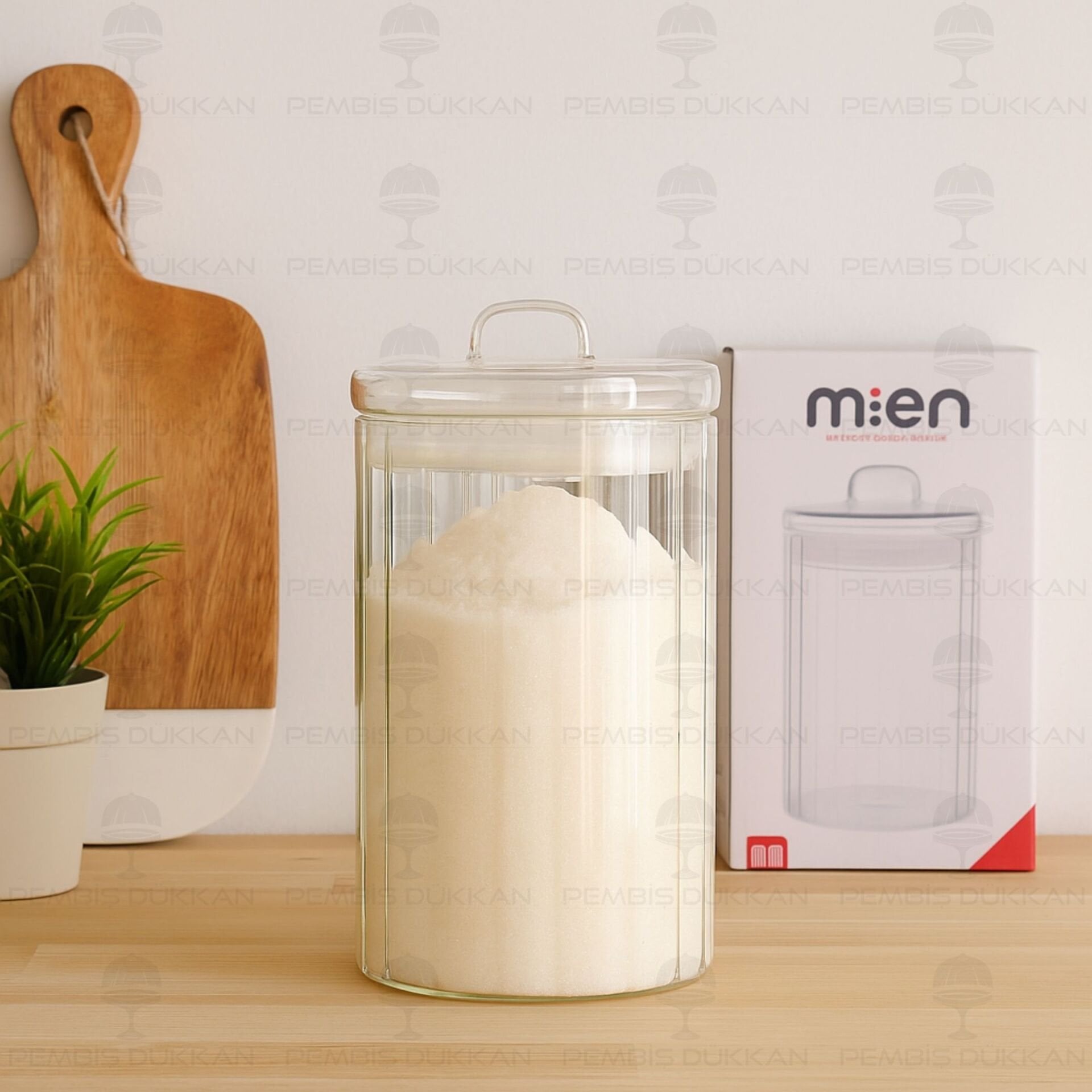 OLİD 1400ML CAM KAPAKLI, ÇİZGİLİ KAVANOZ (HJ171)