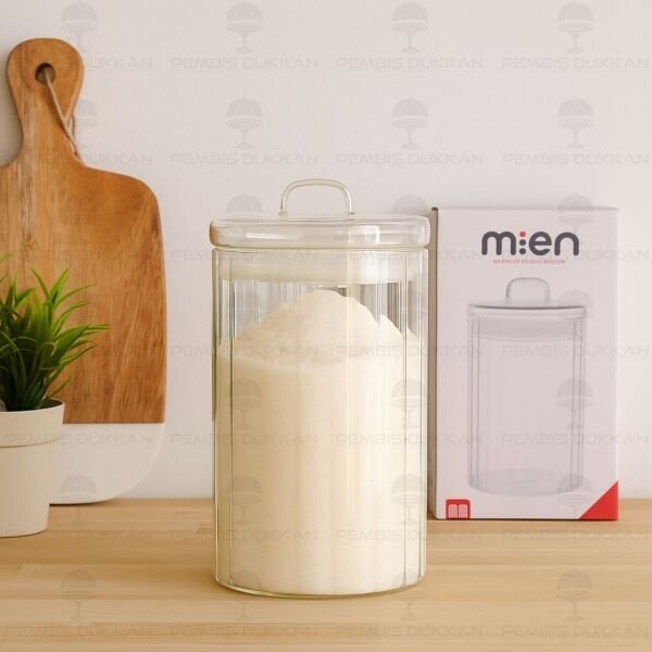 OLİD 1400ML CAM KAPAKLI, ÇİZGİLİ KAVANOZ (HJ171)