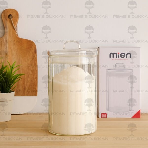 OLİD 1400ML CAM KAPAKLI, ÇİZGİLİ KAVANOZ (HJ171)