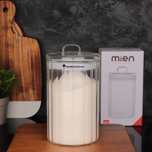 1  ADET 1400 ML LİNE ÇİZGİLİ CAM KAPAKLI KAVANOZ (HJ-171)