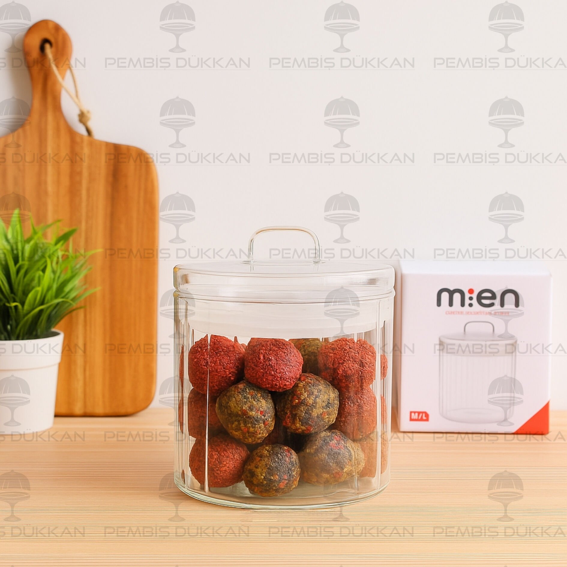 OLİD 700ML CAM KAPAKLI, ÇİZGİLİ KAVANOZ (HJ169)