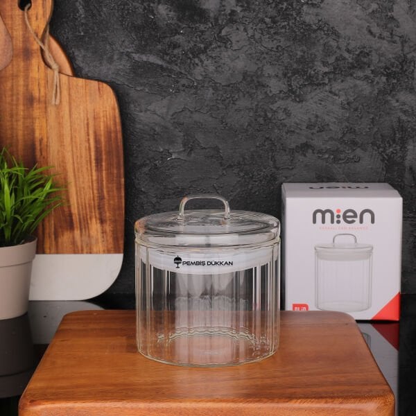 OLİD 700ML CAM KAPAKLI, ÇİZGİLİ KAVANOZ (HJ169)