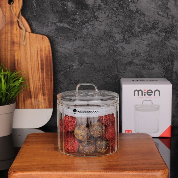 OLİD 700ML CAM KAPAKLI, ÇİZGİLİ KAVANOZ (HJ169)