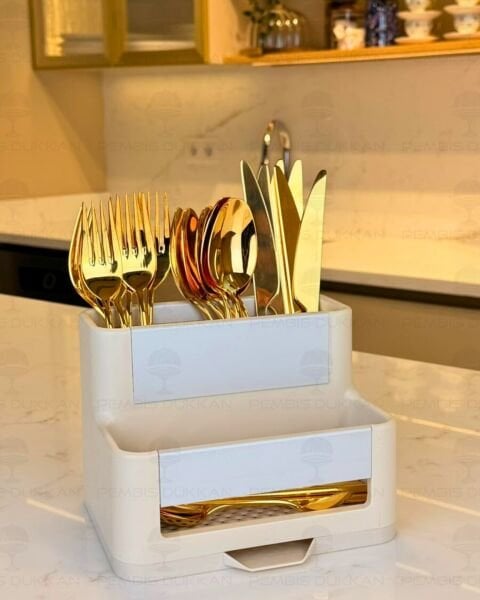 KREM ALÜMİNYUM TEZGAH ÜSTÜ KAŞIKLIK (008)