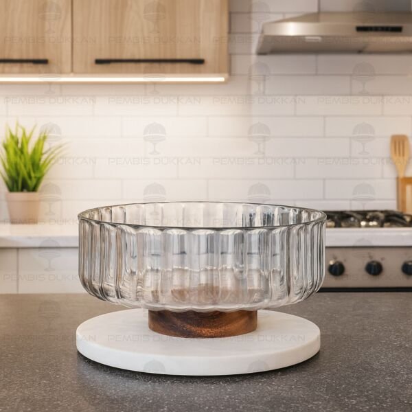 ZENİT AKASYA ALTLIKLI, ORTA BOY CAM SALATA KASE (240028)