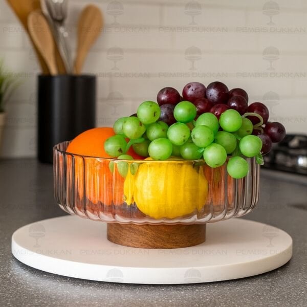 ZENİT AKASYA ALTLIKLI, ORTA BOY CAM SALATA KASE (240028)