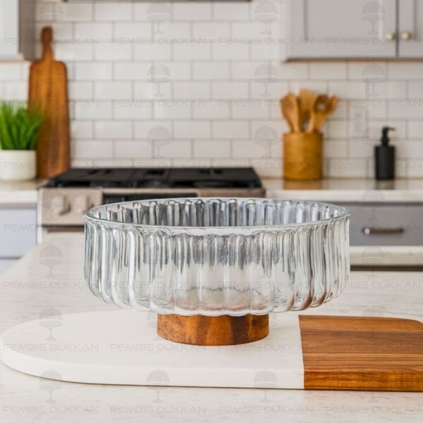 ZENİT AKASYA ALTLIKLI, ORTA BOY CAM SALATA KASE (240028)