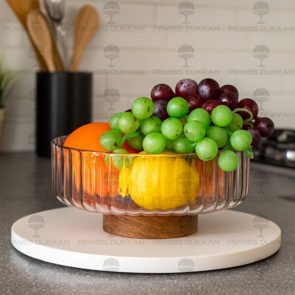 ZENİT AKASYA ALTLIKLI, ORTA BOY CAM SALATA KASE (230028)