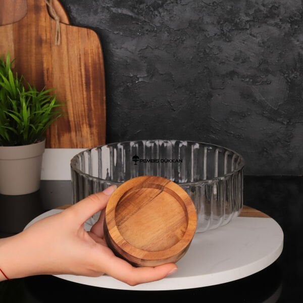 ZENİT AKASYA ALTLIKLI, ORTA BOY CAM SALATA KASE (240028)