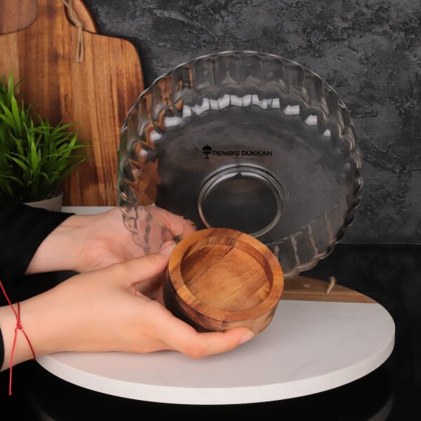 ZENİT AKASYA ALTLIKLI, ORTA BOY CAM SALATA KASE (240028)