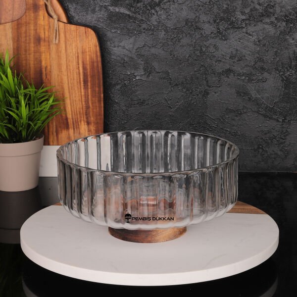 ZENİT AKASYA ALTLIKLI, ORTA BOY CAM SALATA KASE (240028)