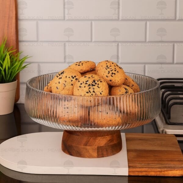 MİSYA AKASYA ALTLIKLI, BÜYÜK BOY CAM SALATA KASE (230036)