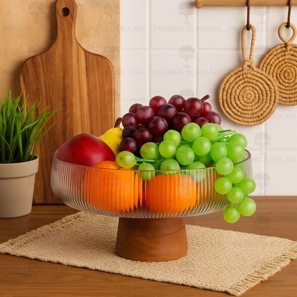 MİSYA AKASYA ALTLIKLI, BÜYÜK BOY CAM SALATA KASE (230036)