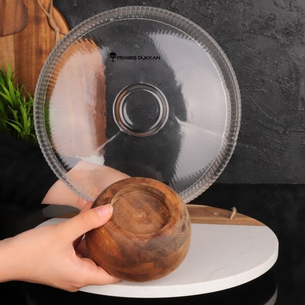 Misya Akasya Altlıklı, Büyük Boy Cam Salata Kase (230036)