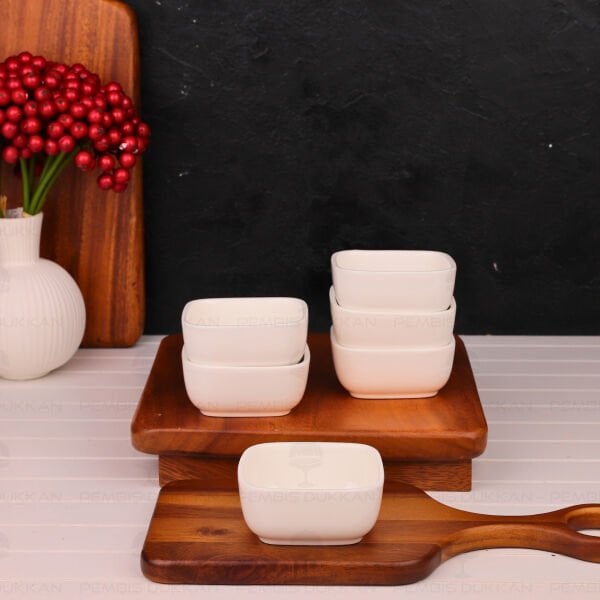 6 ADET KARE PORSELEN DERİN KÜÇÜK KASE (143-3.5)