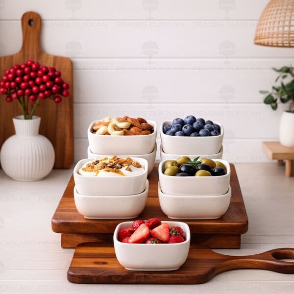 6 ADET KARE PORSELEN DERİN KÜÇÜK KASE (143-3.5)