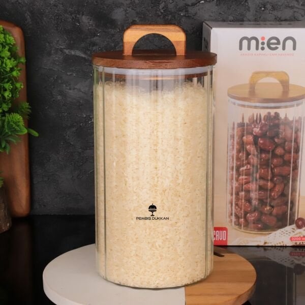 ZAHİRE 3200ML AKASYA KAPAKLI, ÇİZGİLİ KAVANOZ (BOR 0105)