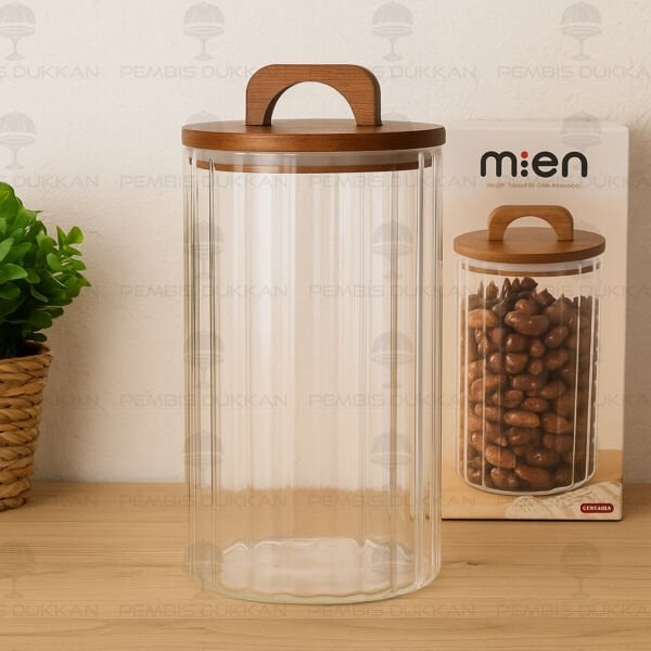 ZAHİRE 3200ML AKASYA KAPAKLI, ÇİZGİLİ KAVANOZ (BOR 0105)