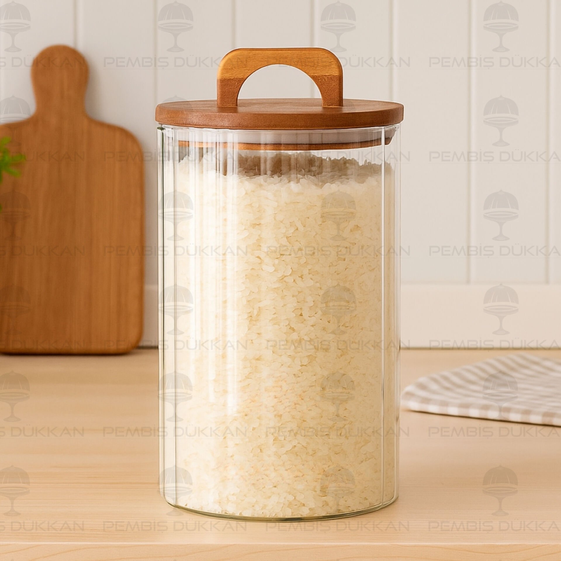 ZAHİRE 3200ML AKASYA KAPAKLI, ÇİZGİLİ KAVANOZ (BOR 0105)