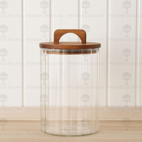 ZAHİRE 2450ML AKASYA KAPAKLI, ÇİZGİLİ KAVANOZ (BOR 0104)