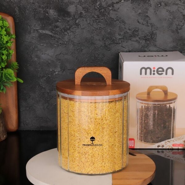 ZAHİRE 1750ML AKASYA KAPAKLI, ÇİZGİLİ KAVANOZ (BOR 0103)