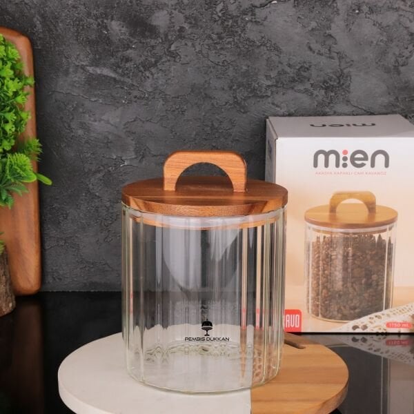 ZAHİRE 1750ML AKASYA KAPAKLI, ÇİZGİLİ KAVANOZ (BOR 0103)