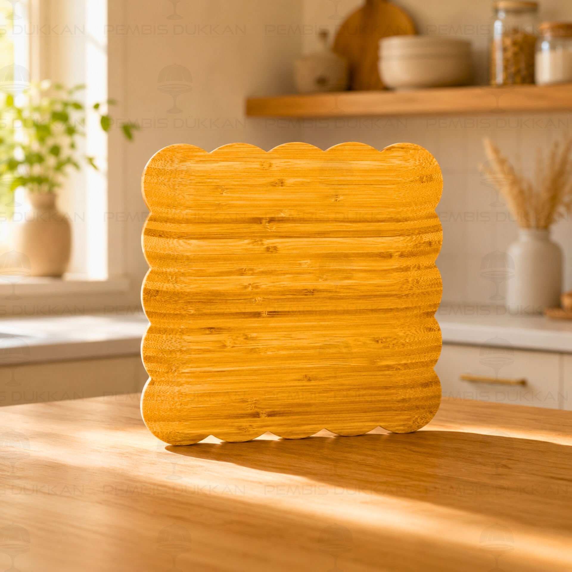 24CM KARE BAMBU ÇİÇEK TABAK (1617)