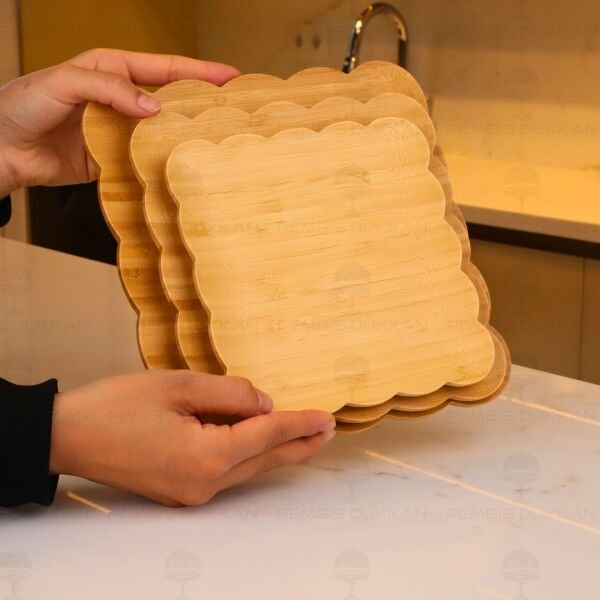 21CM KARE BAMBU ÇİÇEK TABAK (1616)