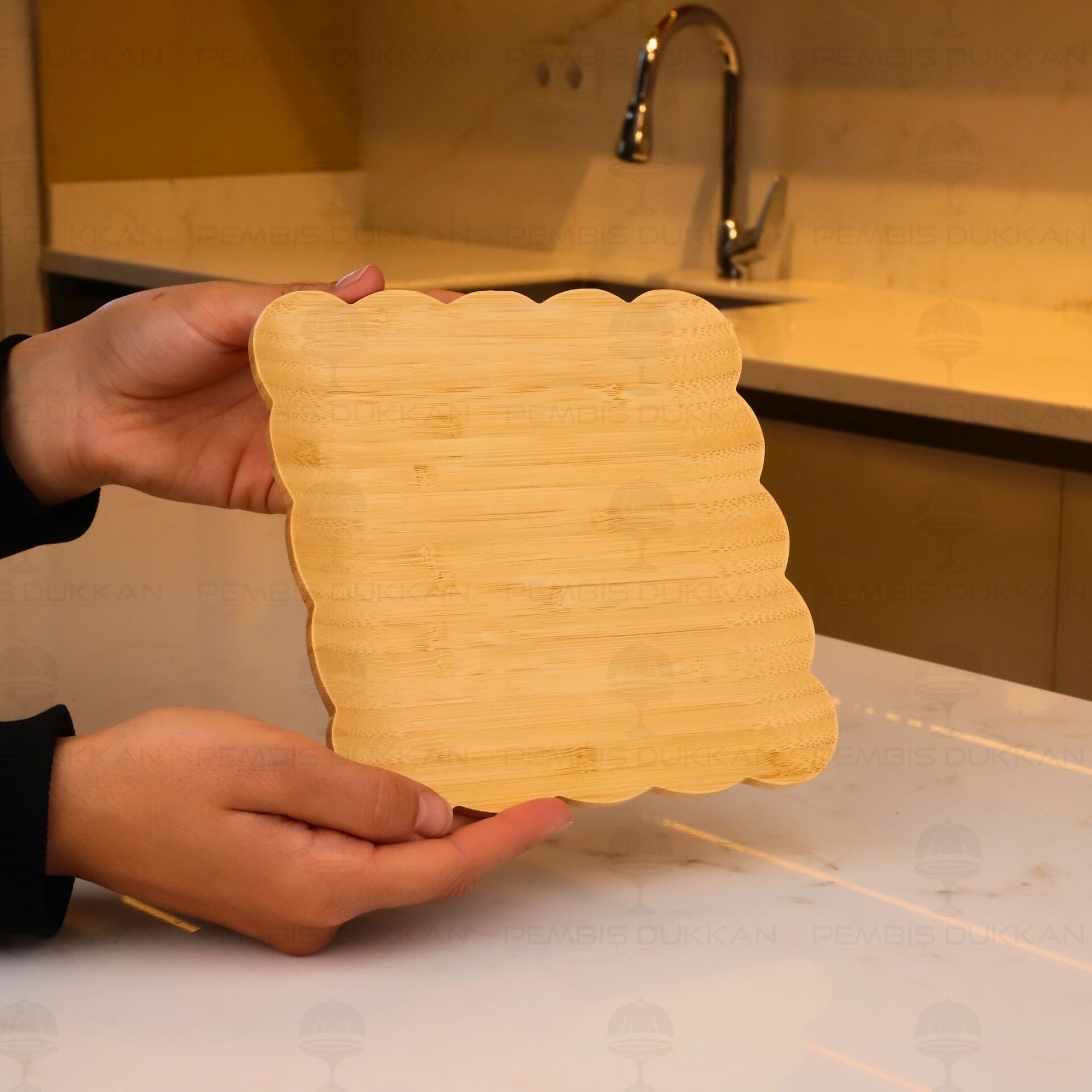 18CM KARE BAMBU ÇİÇEK TABAK (1615)