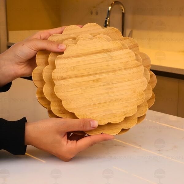 21CM YUVARLAK BAMBU PAPATYA TABAK (1613)