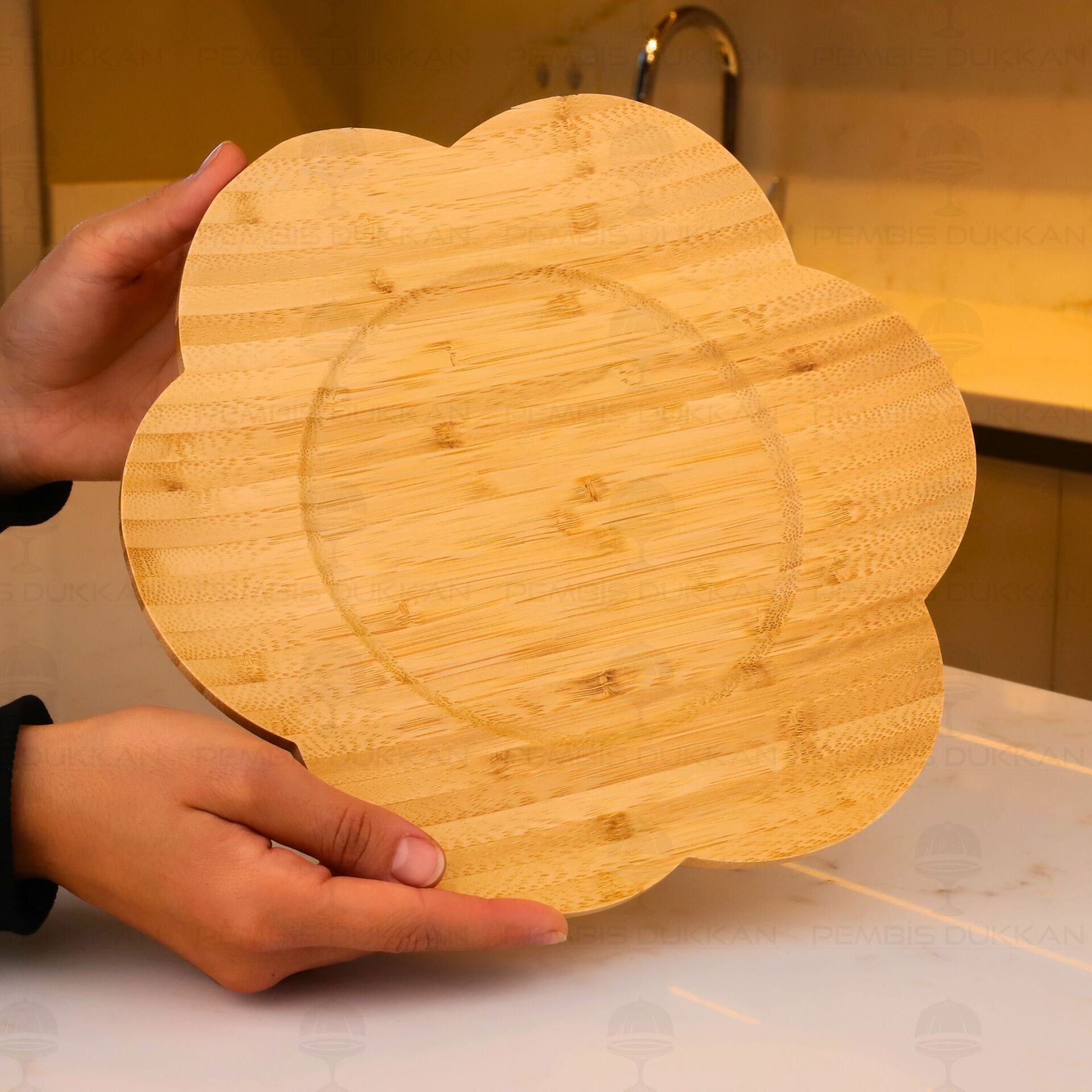 28CM YUVARLAK BAMBU ÇİÇEK TABAK (1623)