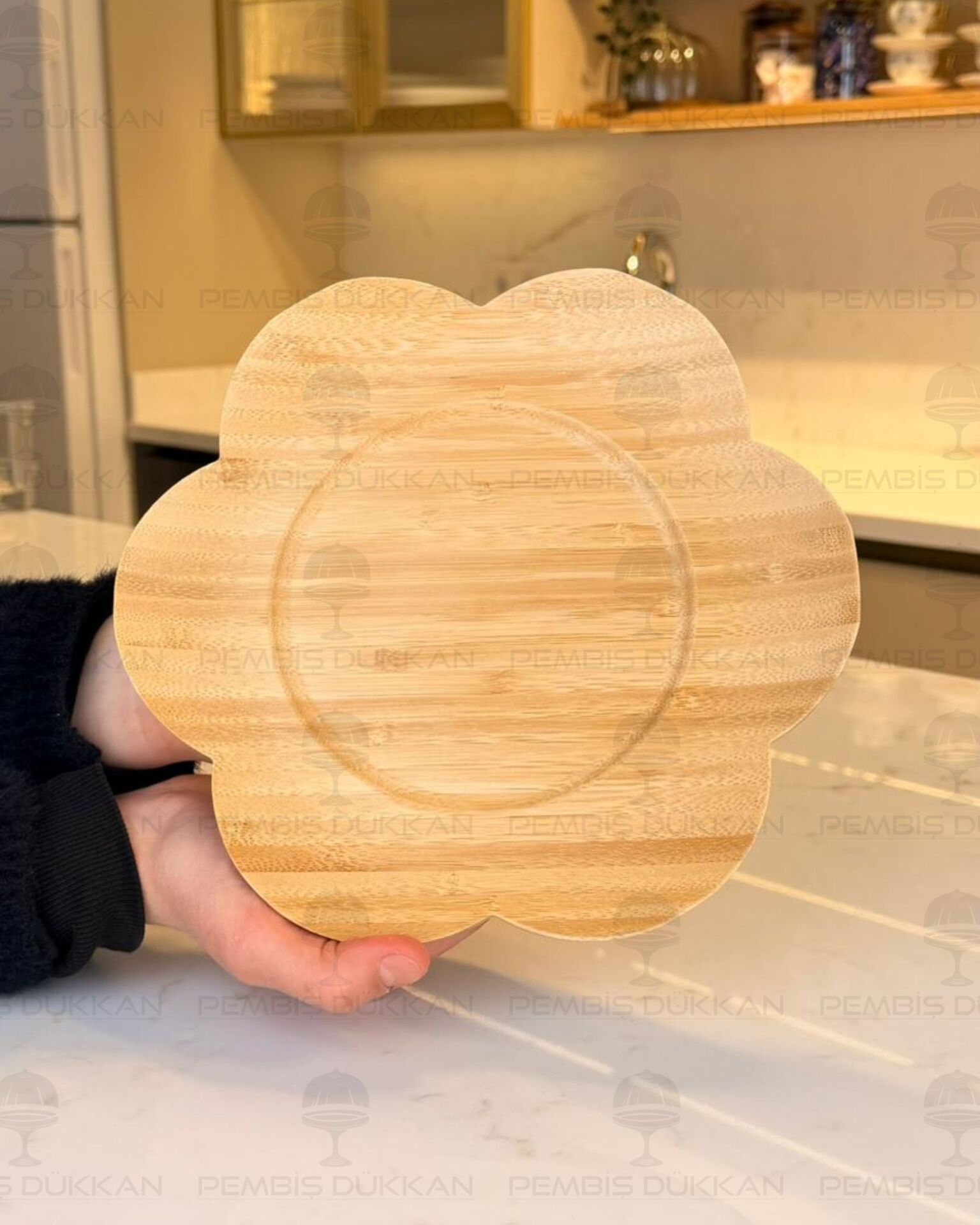 25CM YUVARLAK BAMBU ÇİÇEK TABAK (1622)