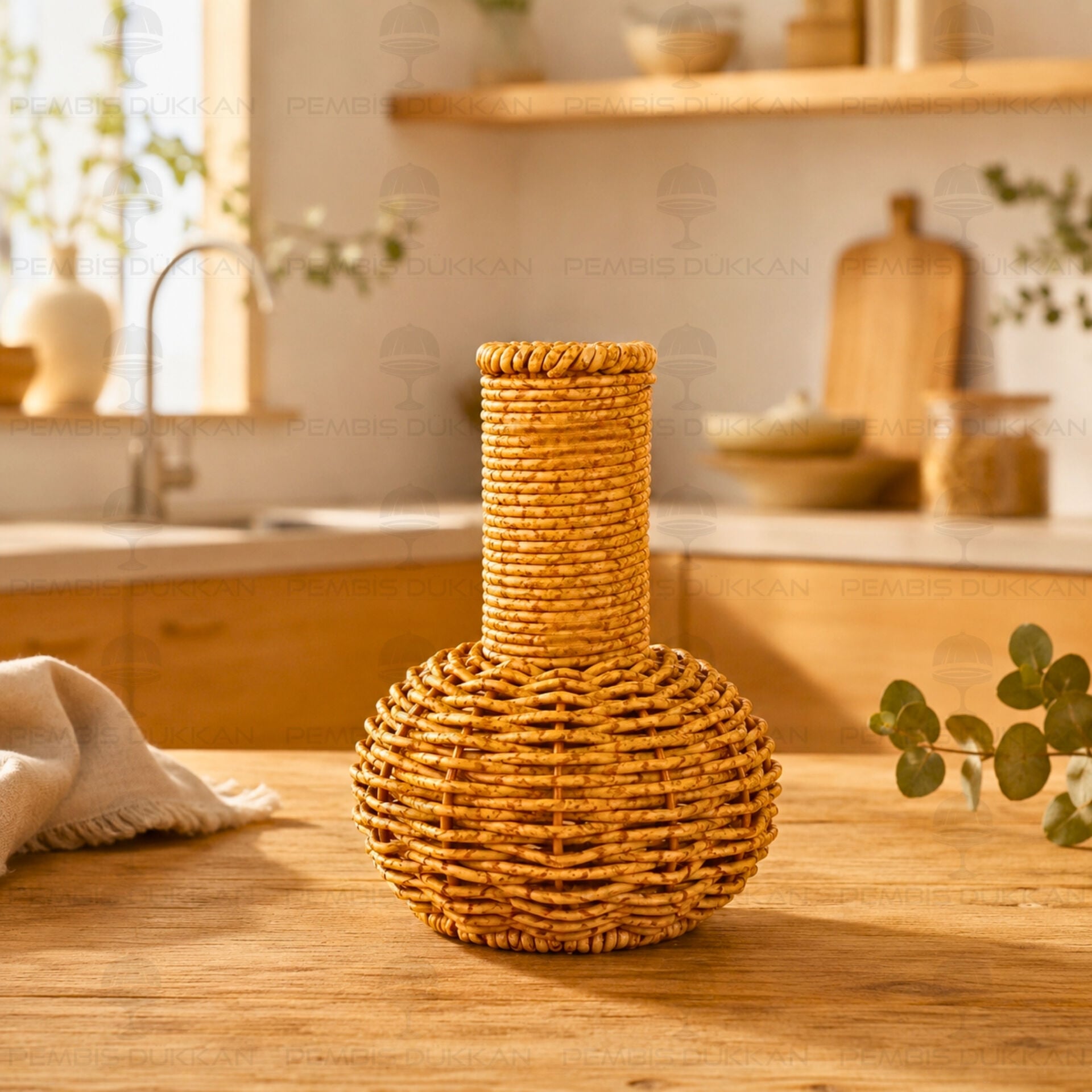 Dekoratif Rattan Örgü Mini Vazo 1696