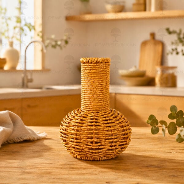 Dekoratif Rattan Örgü Mini Vazo 1696